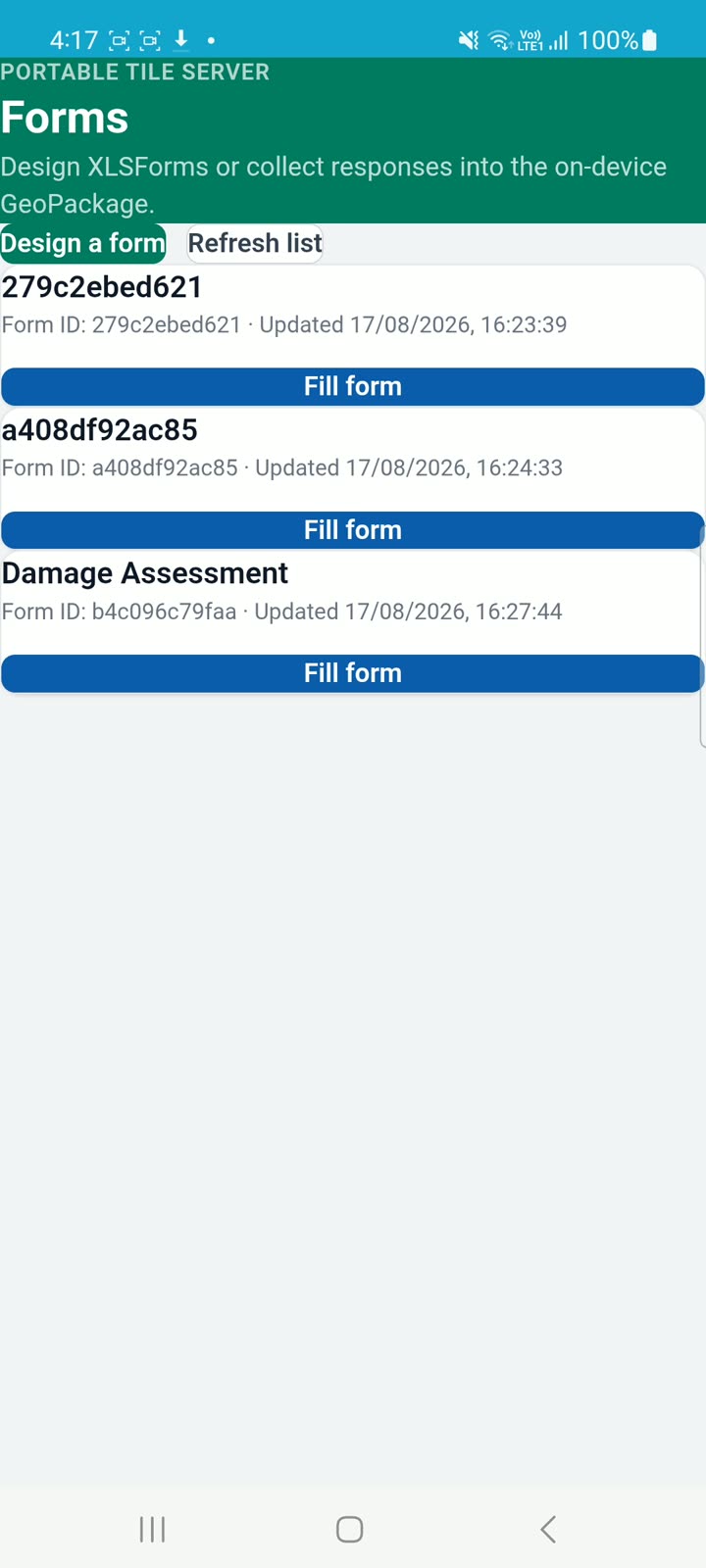 Demo · designing and filling an XLSForm offline